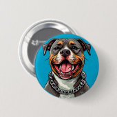🐶 Lachende Pitbull-hond Liefhebber Badge Cadeau Ronde Button 5,7 Cm (Voorkant /achterkant)
