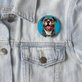 🐶 Lachende Pitbull-hond Liefhebber Badge Cadeau Ronde Button 5,7 Cm (In situ)