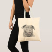 Lachende Pitbull Sketch Canvas tas (Voorkant (product))