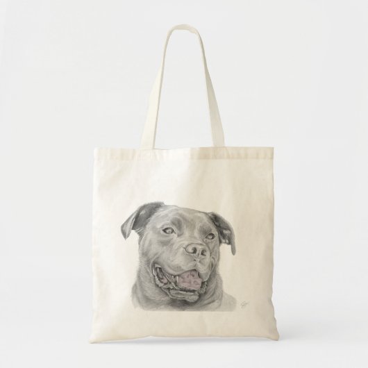 Lachende Pitbull Sketch Canvas tas (Voorkant)