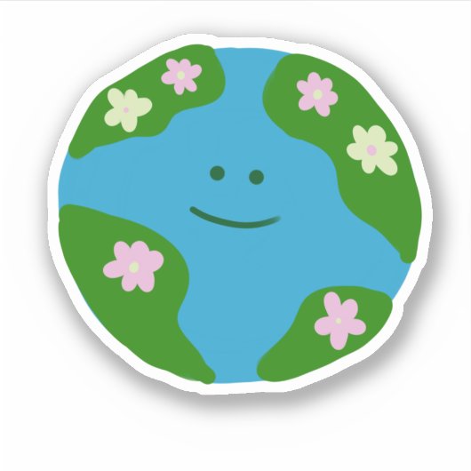 Lachende planeet Aarde Sticker (Voorkant)