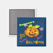 Lachende Pompoen 1e Halloween Magneet (Voorkant / Achterkant)