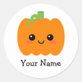 Lachende Pompoen Gezicht Naam Stickers voor Kinder (Voorkant)