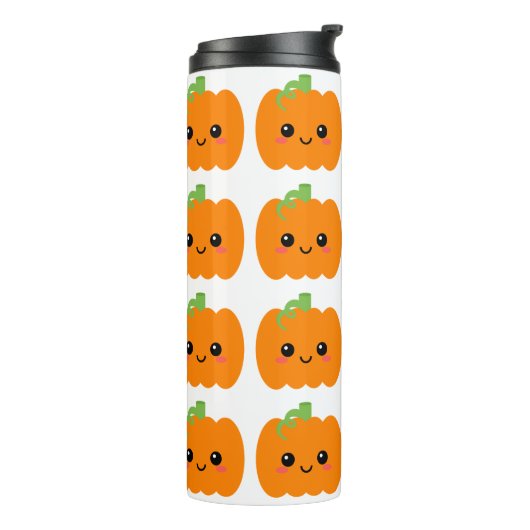 Lachende Pompoen Gezicht Tumbler, Leuk Verjaardags Thermosbeker (Gedraaid links)