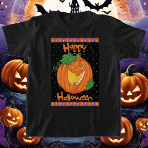 Lachende Pompoen Schattige Halloween Meisje T-shirt