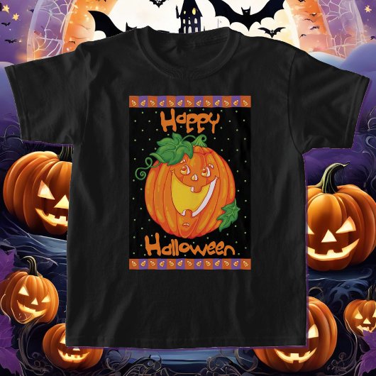 Lachende Pompoen Schattige Halloween Meisje T-shirt