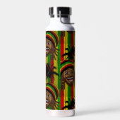 Lachende Rasta Man Gestreepte Monogram Waterfles (Links)