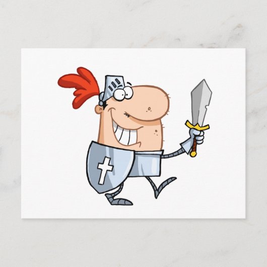 Lachende ridder met zwaard briefkaart (Voorkant)