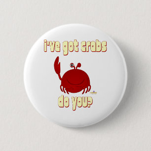 Lachende rode krab Ik heb krabben voor je Ronde Button 5,7 Cm