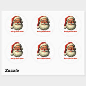 Lachende Santa Retro  Stijl Ronde Sticker (Vel)