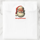 Lachende Santa Retro  Stijl Ronde Sticker (Tas)