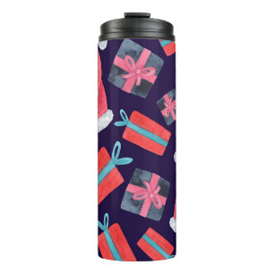 Lachende Santa, Waterverf Kerstmis Naadloos. Thermosbeker