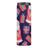 Lachende Santa, Waterverf Kerstmis Naadloos. Thermosbeker (Achterkant)