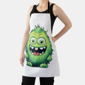 Lachende Schattige Groene Monster Cartoon Schort (Insitu)
