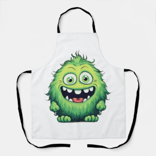 Lachende Schattige Groene Monster Cartoon Schort