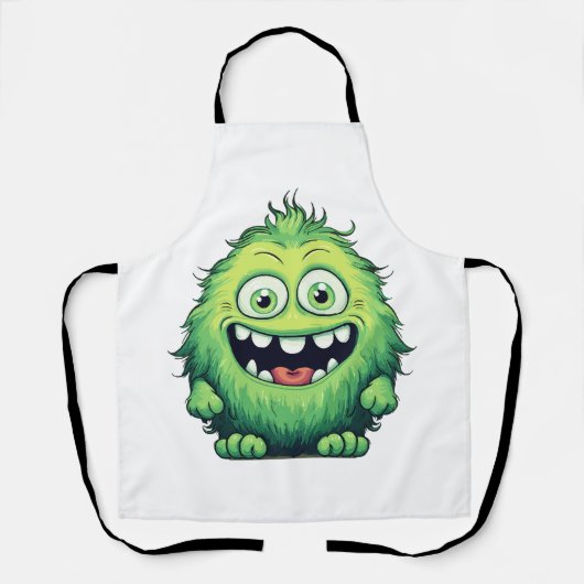 Lachende Schattige Groene Monster Cartoon Schort (Voorkant)