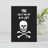 lachende schedel eng grappig halloween feest kaart (Staand voorkant)