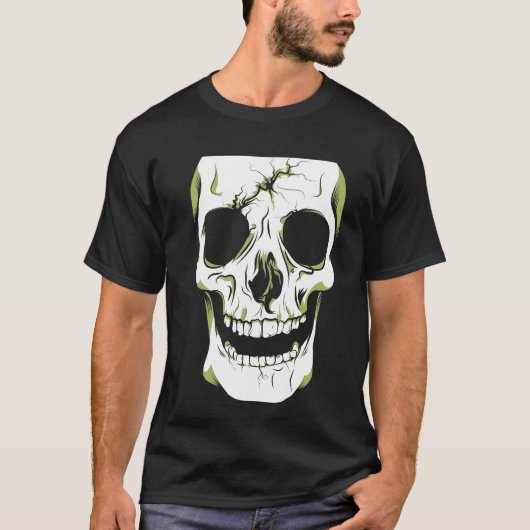 Lachende schedel Modern Black Art Grunge T-shirt (Voorkant)