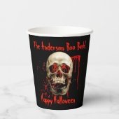 Lachende schedel zwart en rood Halloween Party Papieren Bekers (Achterkant)
