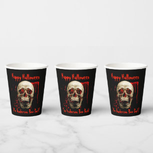 Lachende schedel zwart en rood Halloween Party Papieren Bekers