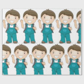 Lachende schooljongen met rugzak cadeaupapier (Vlak)