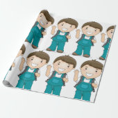 Lachende schooljongen met rugzak cadeaupapier (Uitgerold)