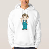 Lachende schooljongen met rugzak hoodie (Voorkant)
