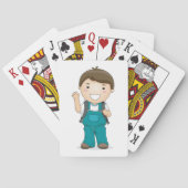 Lachende schooljongen met rugzak pokerkaarten (Achterkant)