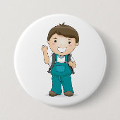 Lachende schooljongen met rugzak ronde button 7,6 cm (Voorkant)