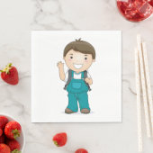 Lachende schooljongen met rugzak servet (Insitu)