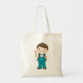 Lachende schooljongen met rugzak tote bag (Voorkant)