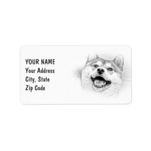 Lachende Shiba Inu hond Etiket