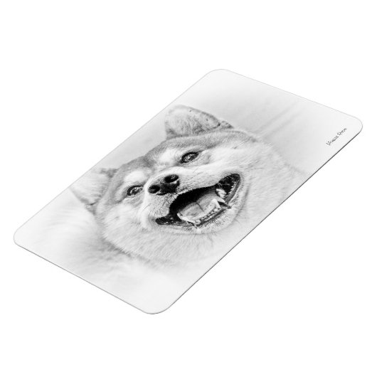 Lachende Shiba Inu hond Magneet (Linkerzijde)