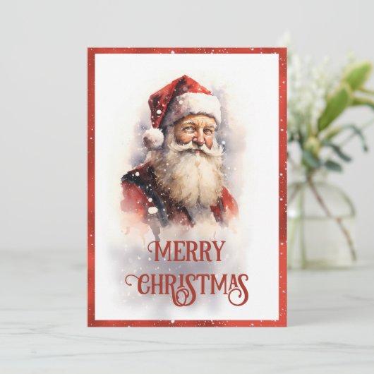 Lachende Sinterklaas Waterverf Feestdagenkaart (Staand voorkant)