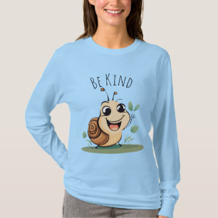 lachende slakkenkarakter vraagt om aardig te zijn t-shirt