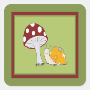 Lachende Snail door een Paddestoel Stickers