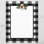 Lachende Sneeuwman Buffalo geruite papier briefpap (Achterkant)