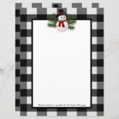 Lachende Sneeuwman Buffalo geruite papier briefpap (Voorkant / Achterkant)