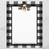 Lachende Sneeuwman Buffalo geruite papier briefpap (Voorkant)