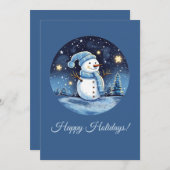 Lachende Sneeuwman Winter Vakantie Groet Kaart (Voorkant / Achterkant)