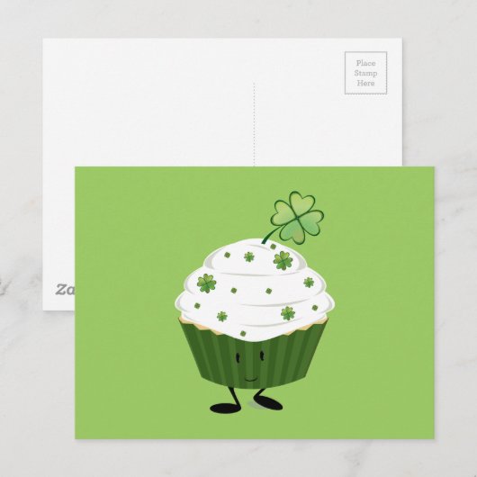Lachende St. Patrick's dag cupcake Briefkaart (Voorkant / Achterkant)