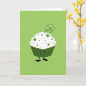 Lachende St. Patrick's dag cupcake Kaart (Gele Bloem)