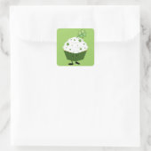 Lachende St. Patrick's dag cupcake Vierkante Sticker (Tas)