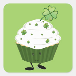 Lachende St. Patrick's dag cupcake Vierkante Sticker