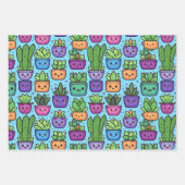 Lachende Succulent en Cacti Planten Leuke Design Inpakpapier Vel (Voorkant 3)