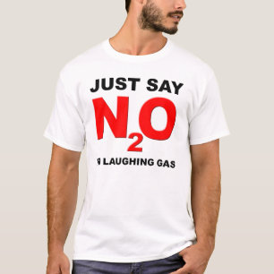 Lachende T-Shirt met gasdistikstofoxide