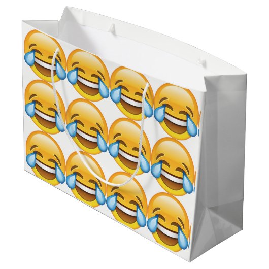 Lachende tranen van Joy emoji Groot Cadeauzakje (Achterkant Gekanteld)