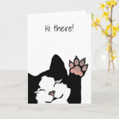 Lachende Tuxedo kat Hi Daar Kaart (Gele Bloem)