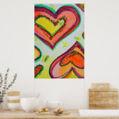 Lachende twee harten Schilderkunst Kunstposter Pri Poster (Keuken)