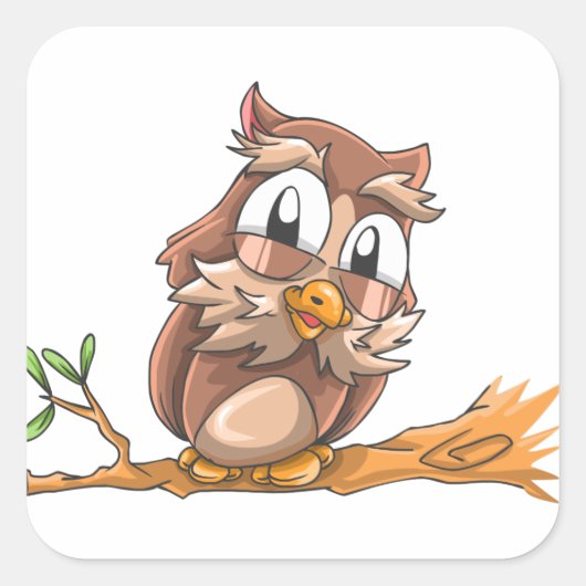 Lachende Uil Vierkante Sticker (Voorkant)
